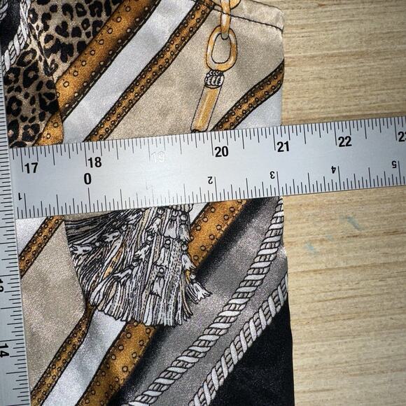 WHBM Gold Chain Print Sleeveless Blouse XL Satin Baroque Leopard Striped Top - Picture 7 of 8